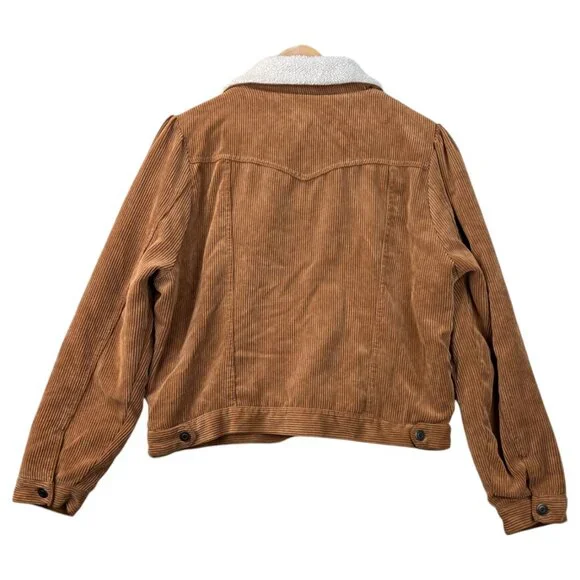 Andrea Womens Corduroy Brown Sherpa Lined Truckers Jacket Sz XL Retro Cowgirl - Picture 4 of 16